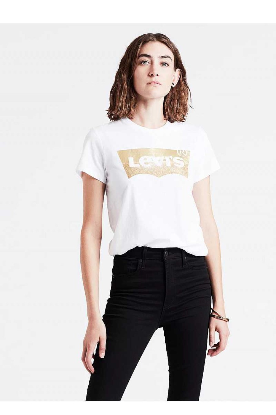 Frau Levi's | Das Perfekte T-Shirt Hsmk 17369-0453 Weiss/Gold Damen