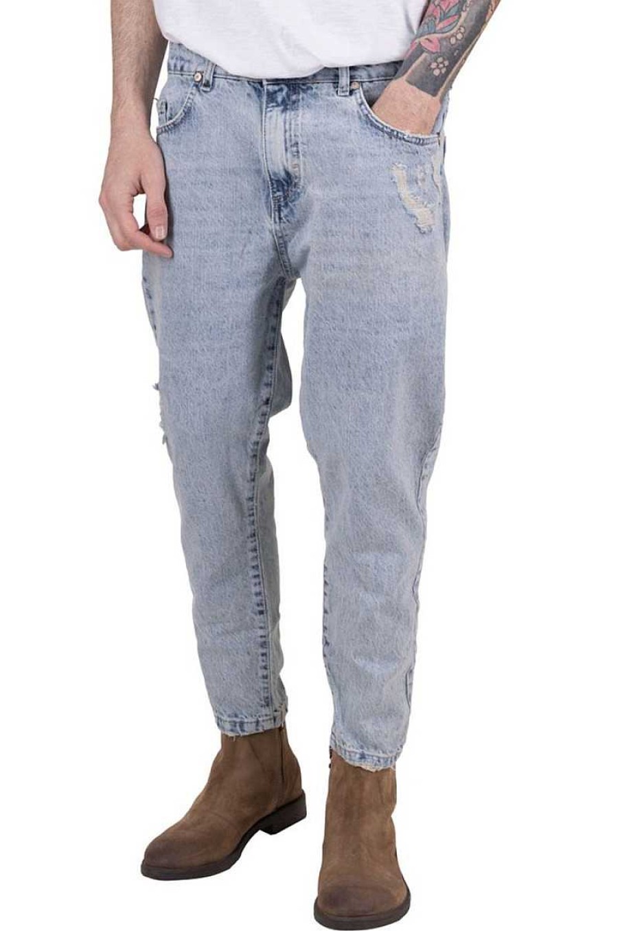 Mann Berna | Carrot Rip Jeans M220311 Heller Denim Fur Herren