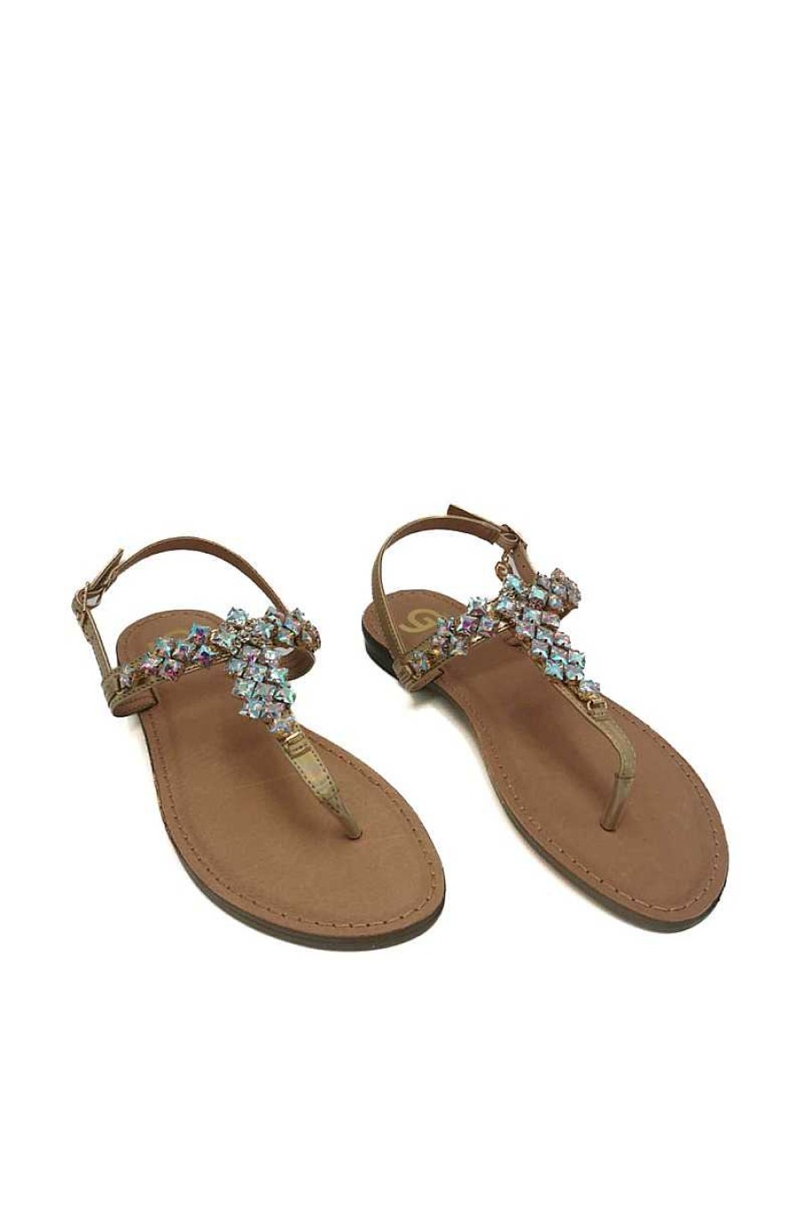 Frau Gold&Gold | Schmuck-Flip-Flops Fur Damen Gl736 Gold Fluo