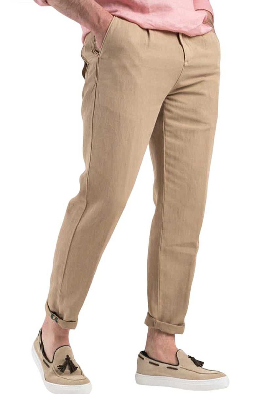 Mann Berna | Hose Aus Leinen-Mischung 230154 Beige Herren