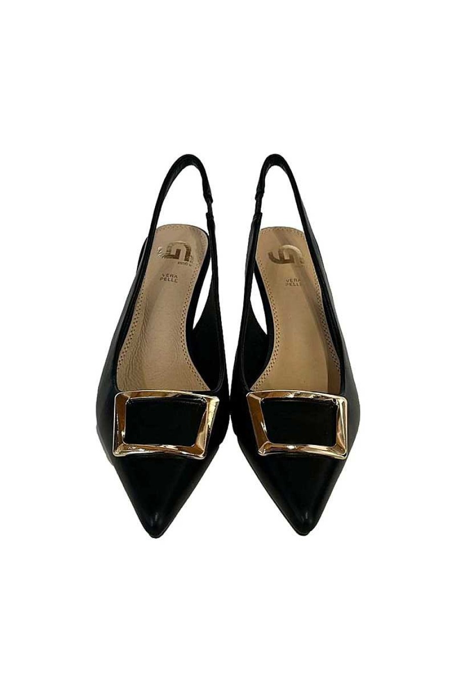 Frau Gold&Gold | Niedriger Chanel-Slingback Gd736 Schwarze Frau