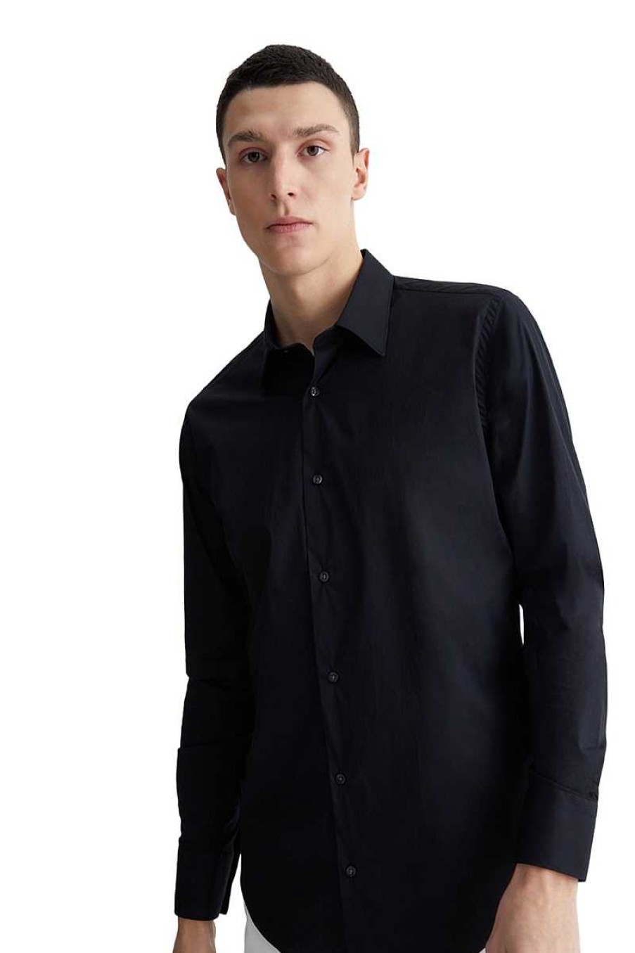 Mann Liu Jo | Slim-Fit-Hemd M000P201Milano Schwarz Herren