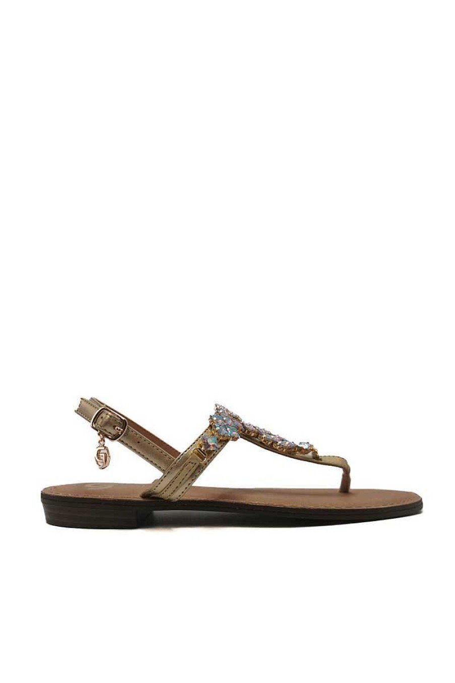 Frau Gold&Gold | Schmuck-Flip-Flops Fur Damen Gl736 Gold Fluo