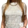 Frau Kendalkylie | Basic Besticktes T-Shirt Kkw35H4201 Weiss Damen