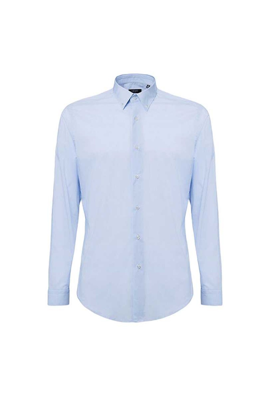 Mann Liu Jo | Slim-Shirt M000P201Milano Himmelblau Herren