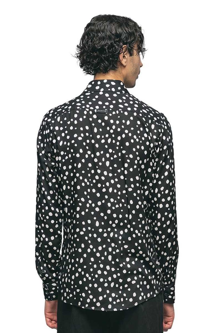 Mann Gaelle | Herrenhemd Gbu01048 Schwarz Polka Dot