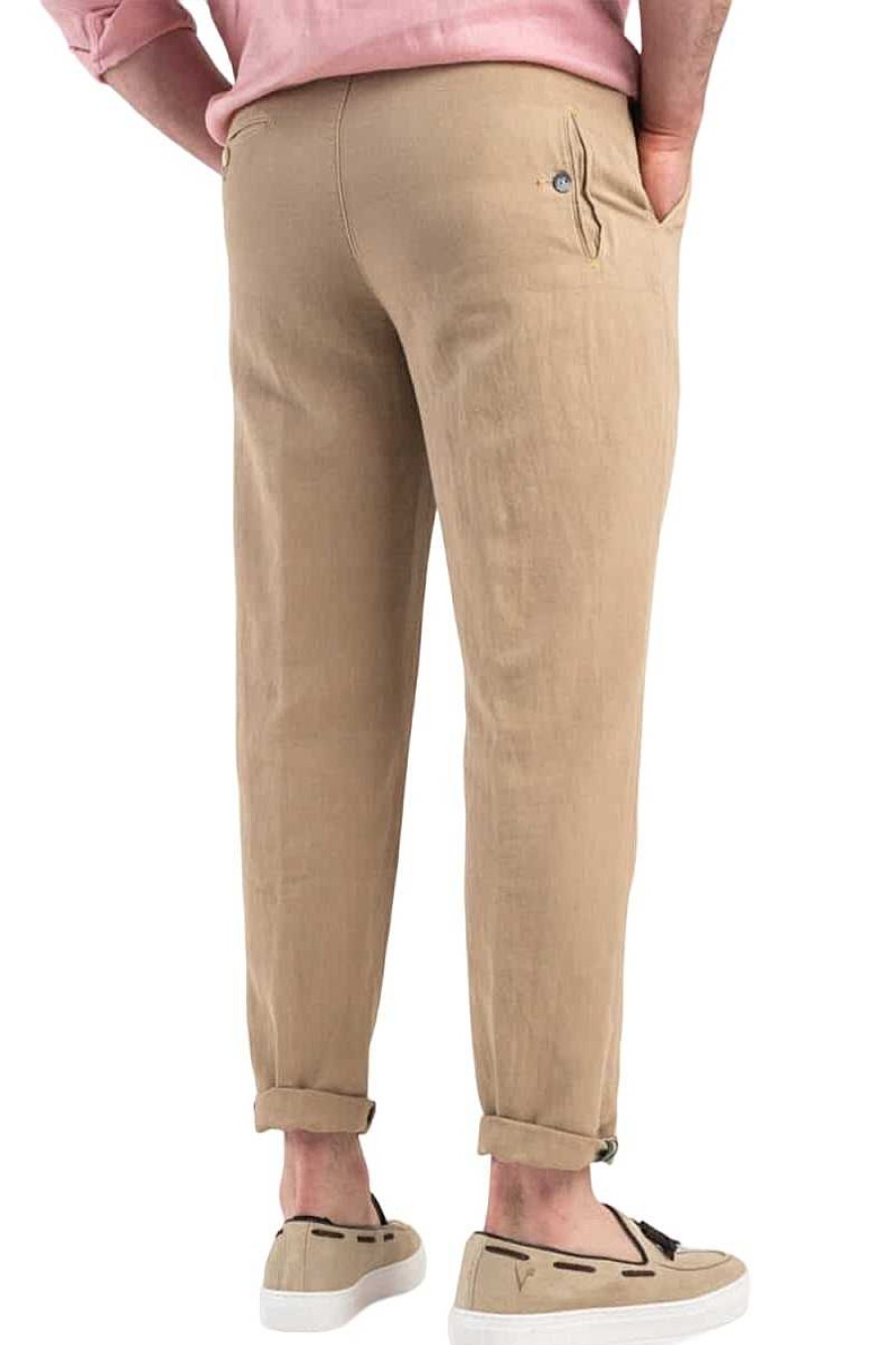 Mann Berna | Hose Aus Leinen-Mischung 230154 Beige Herren