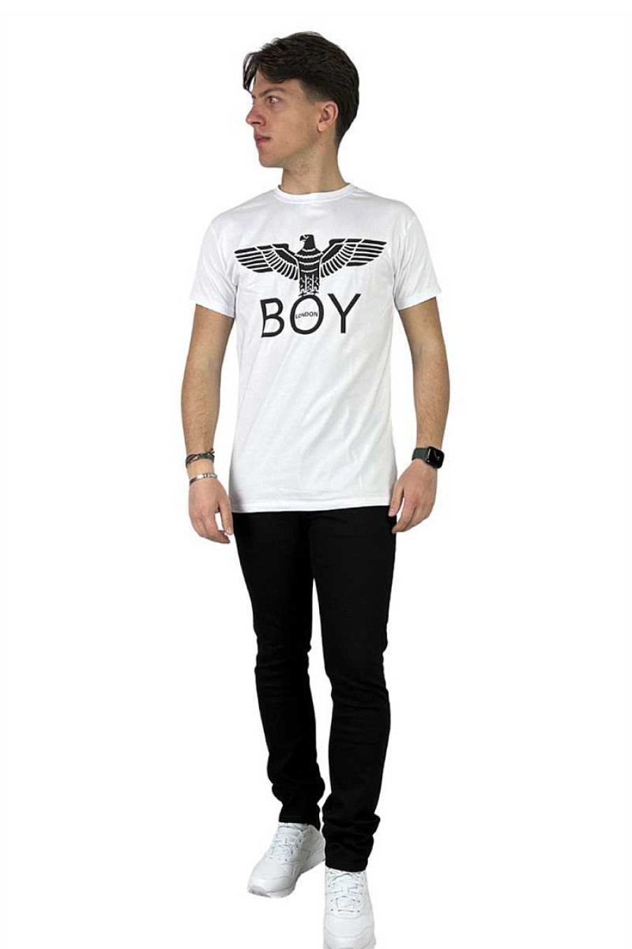 Mann Boy London | Halbarmeliges T-Shirt Blau7326 Weiss Herren